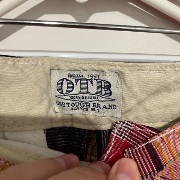 OTB One Tough Brand Men's Plaid Cargo Shorts, Red/Navy/White, Size 36 - Picture 3 of 3